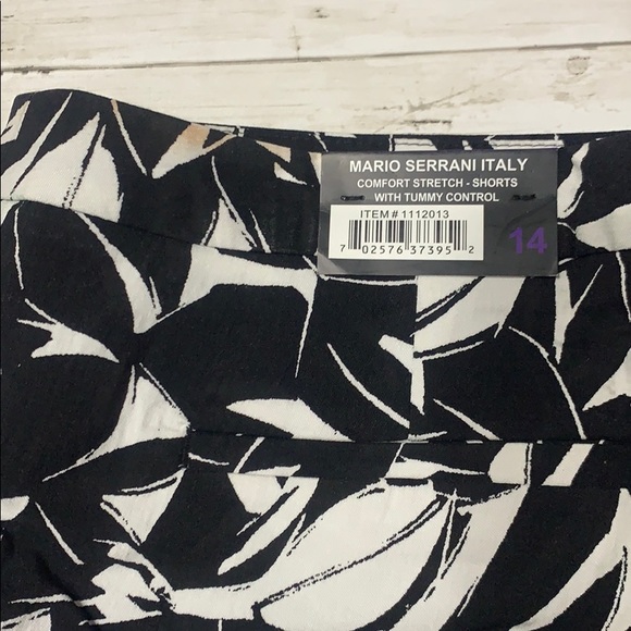 New! Mario Serrani Black White Print Shorts Sz. 14 - Picture 5 of 10
